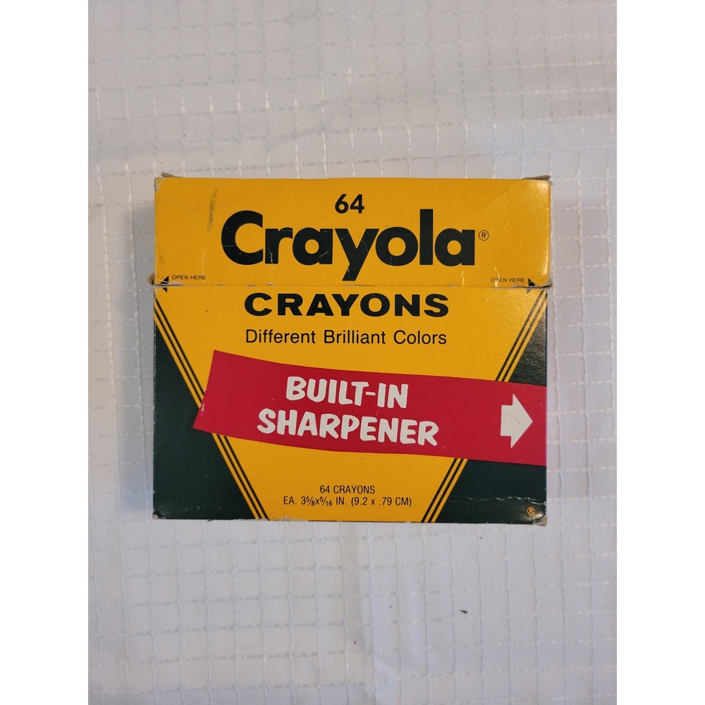 Vintage Crayola 64 Crayons‎ Box Built-In Sharpener Binney & Smith Made in USA